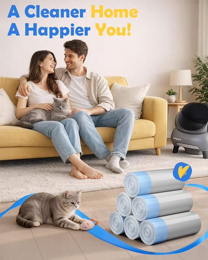 30 Count Automatic Cat Litter Box Liners Bags Compatible with NeakasaM1 Petpivot Autoscooper 11/12 and Similar Open-Top Self-Cleaning Cat Litter Box, Drawstring Handle Heavy Duty Leak-proof, 27*13in