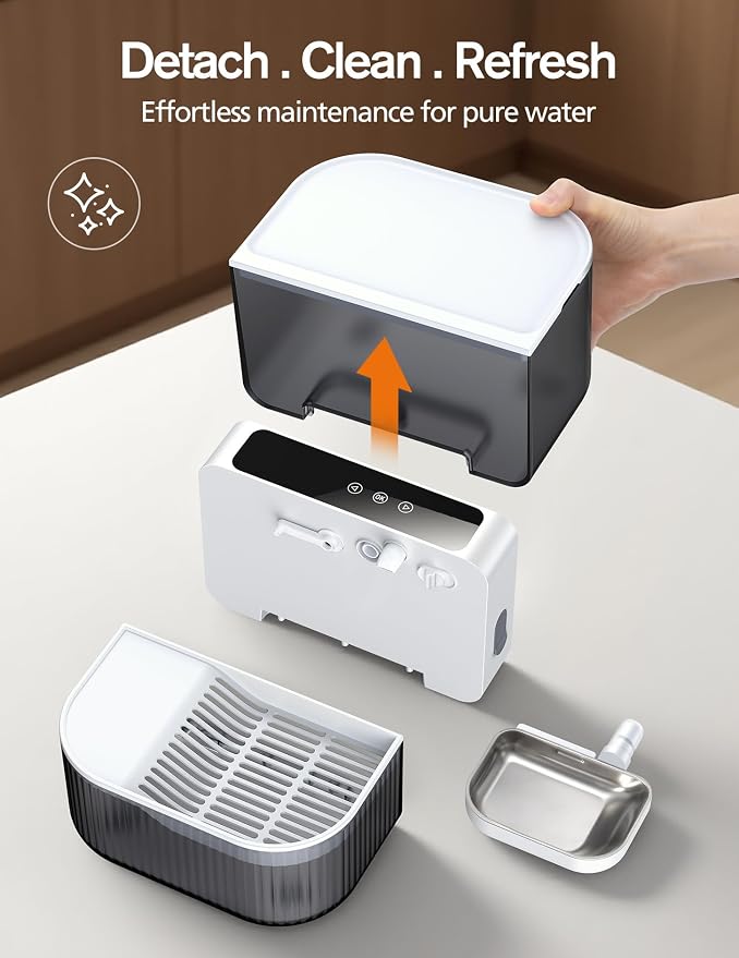 Chumajor 3.5L Wireless Cat Water Fountain with No Filters, 180-Day Battery & Precision Flow Control,Smart Pet Water Dispenser with Wastewater Separation & Custom Scheduling for Cats & Dogs, White