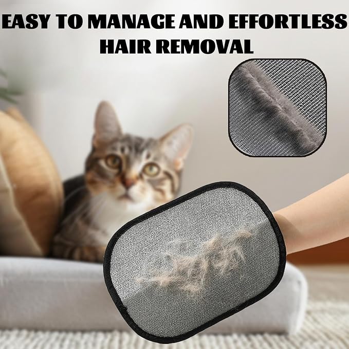 Pet Hair Removal Gloves, Pet Grooming Gloves, 2PCS Newly Upgraded Reusable Electrostatic, Gentle for Dogs & Cats Pet Hair Remover for Furniture, Carpet, Car Seat, Clothes (2PCS)