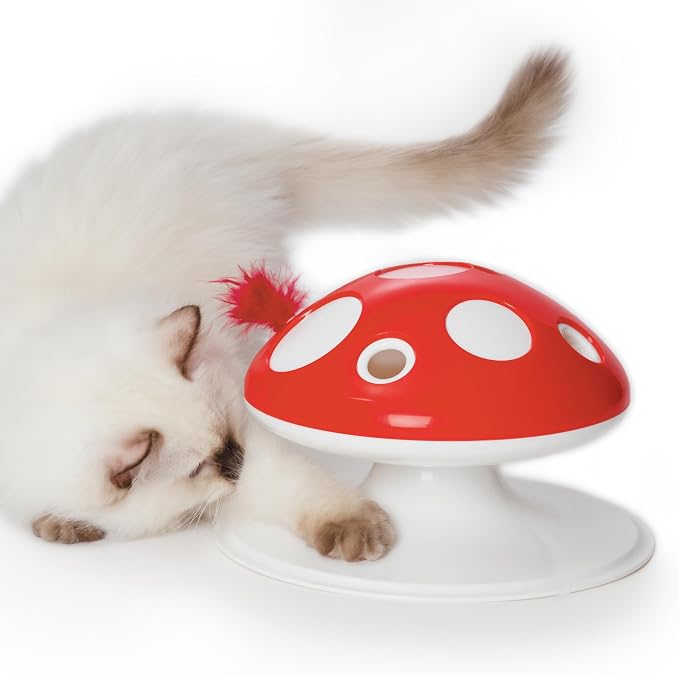 Catit Senses 2.0 Mushroom - 360 Degree Interactive Feather Toy for Cats with Two Play Modes
