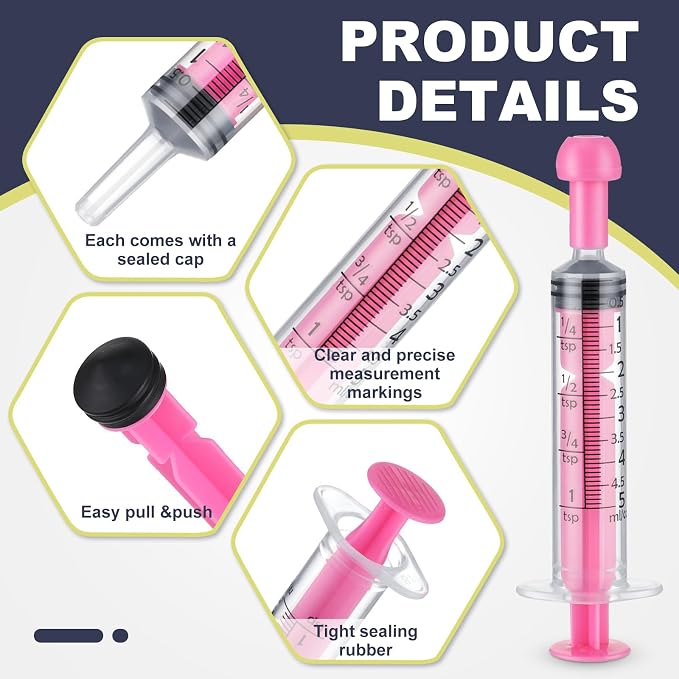 TrelaCo 100 Pieces Plastic Syringe for Liquid with Caps Colored Syringe Without Needle Colorful Measuring Tools Individually Sealed for Pet Feeding, Industrial Scientific Labs, 5 Colors(5 ml)