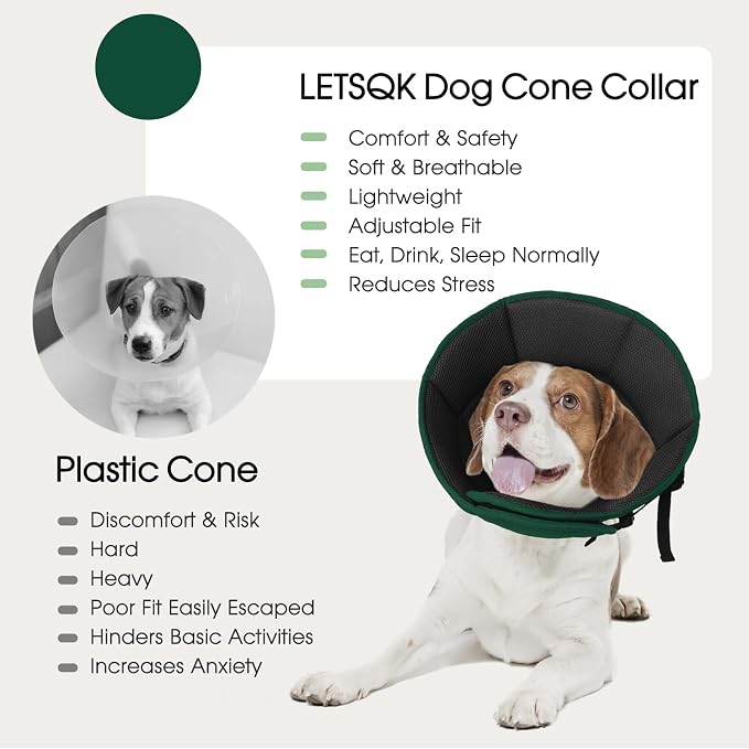Dog Cone for Large Dogs After Surgery, Adjustable Soft Recovery Cone Collar for Dogs to Stop Licking, Professional Elizabethan Collar for Pet, Recovery Cones for Wound Healing & Hot Spots