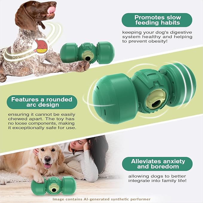KADTC Roll Dog Treat Dispenser Toy, XL Size, Wobble Giggle, Adjustable Slow Feeder Puzzle for Medium & Large Dogs Enrichment Toy