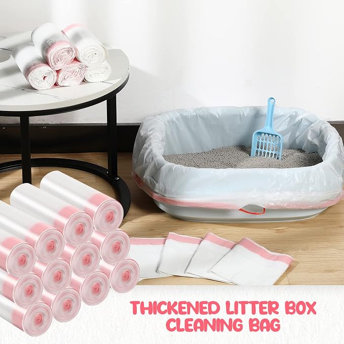 120 Count Large Cat Litter Box Liners 31 x 18 Inch Drawstring Litter Bags Cat Pan Portable Liners for Pets