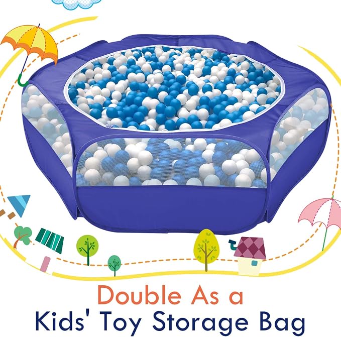 Pawaboo Small Animals Playpen, Waterproof Small Pet Cage Tent with Zippered Cover, Portable Outdoor Yard Fence with 3 Metal Rod for Chick/Kitten/Puppy/Guinea Pig/Rabbits/Hamster/Chinchillas,Indigo