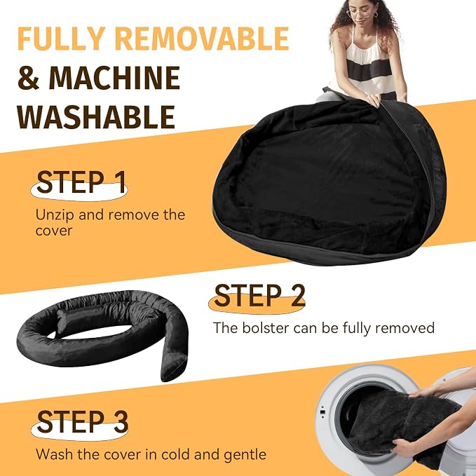 Orthopedic Dog Bed for Medium Dogs, Waterproof Dog Bed with Removable Bolsters, Egg Crate Foam Pet Couch for Medium Size Dog with Machine Washable Cover & Non-Slip Bottom, Black