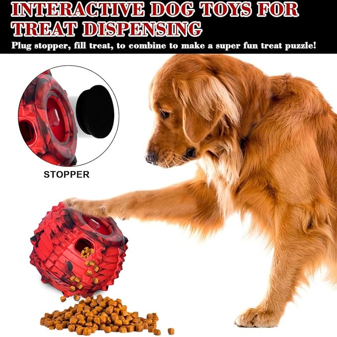 XHX Long-Lasting Interactive Dog Toy Safe for Medium and Large Dogs 25-75 lbs(Red and Black, Medium)