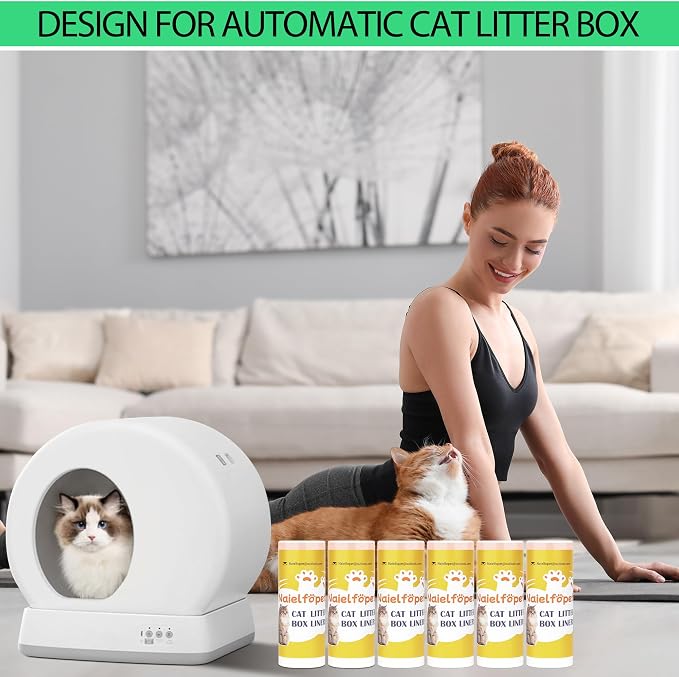 120 Count 18" x 12.6" Cat Litter Box Liners, Replaced Trash Bags Fit for Cat Litter Box MW-SC01/MW-SC02/MW-LR01,Thick Heavy Duty Drawstring Replacement Waste Drawer Liners for Automatic Litter Box