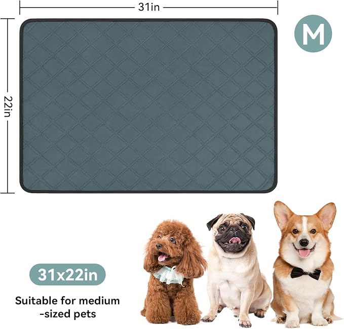 Siedihit Washable Reusable Pet Pee Pads, Absorbent Non-Slip Training Mat for Dog Cat Rabbit Puppy Kitten, Whelping Playpen Crate Bed Cage Home Indoor Outdoor (Medium - 4pack, Rectangle)
