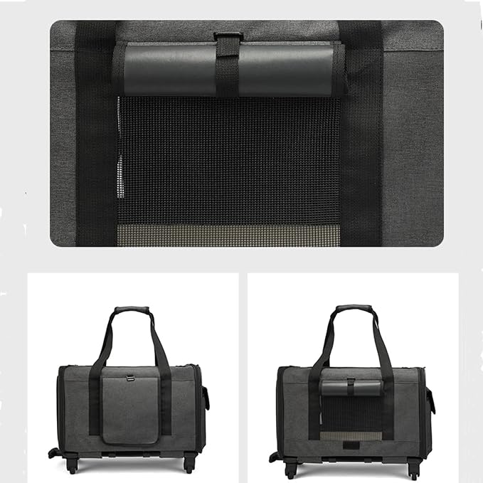 Cat Carrier, Airline Approved Dog Carrier with Wheels, Pet Carrier for Pet with Telescopic Walking Handle,Easy to Fold for Small Cats and Dogs