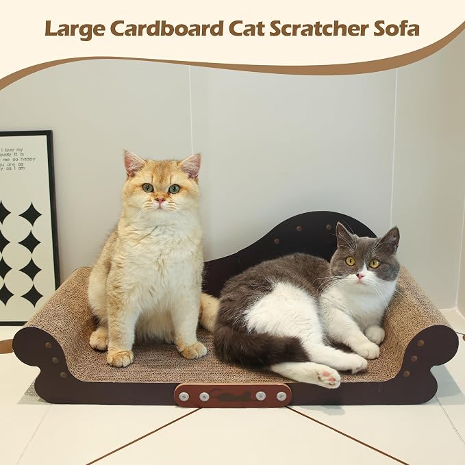 ComSaf Cat Scratcher Carboard for Indoor Cats, Cat Scratcher Lounge to Protect Furniture,Wide Cat Scratching Pad Modern Corrugate Cardboard