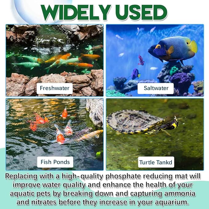 Treela 3 Pack Aquarium Filter Media Pads, Color-Coded 3-in-1 for Ammonia, Nitrite & Phosphate Removal, Cut-to-fit for Fish Tanks & Ponds, Improves Water Clarity & Odor Control