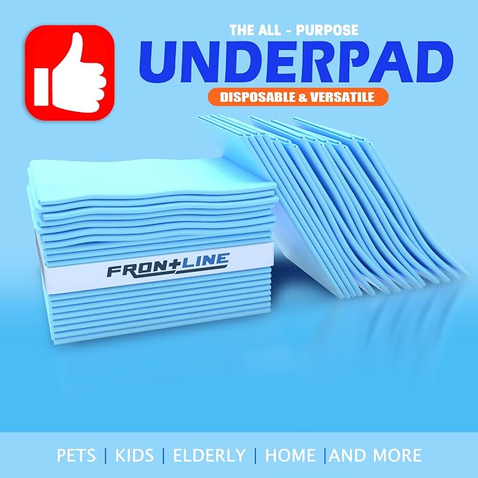 Puppy Pee Pads 22" x 22" 80 Pack, Ultra Absorbent Leakproof Potty Pads for Puppies, Small Dogs, and Cats, Heavy-Duty, Fast-Drying, Wee Wee Pads for Indoor Training and Crates by FRONTLINE