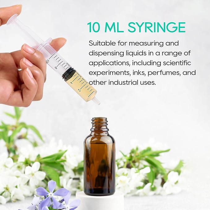 JOLLY PARTY 100 Pack 10ml Syringes Plastic Small Measuring Syringe with Tip Cap, Oral Syringe for Scientific Labs, Feeding Pets, Measurement,Refilling, No Needle