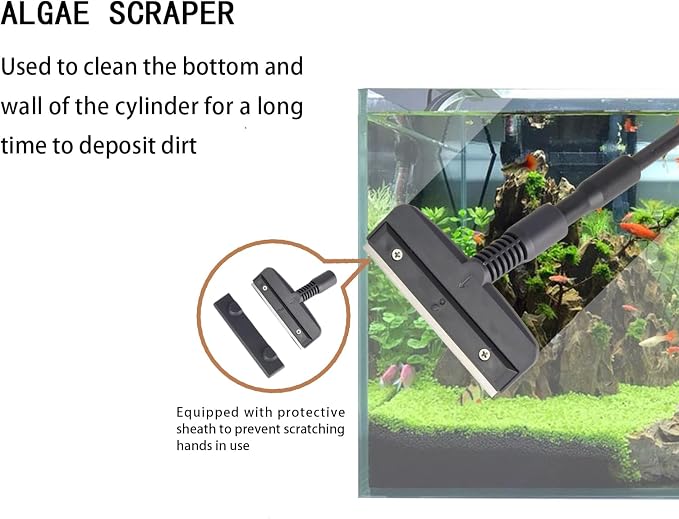UPETTOOLS 8-Piece Aquarium Cleaning Kit – 6 in 1 Fish Tank Cleaning Set with 2 Replacement Algae Scraper Blades