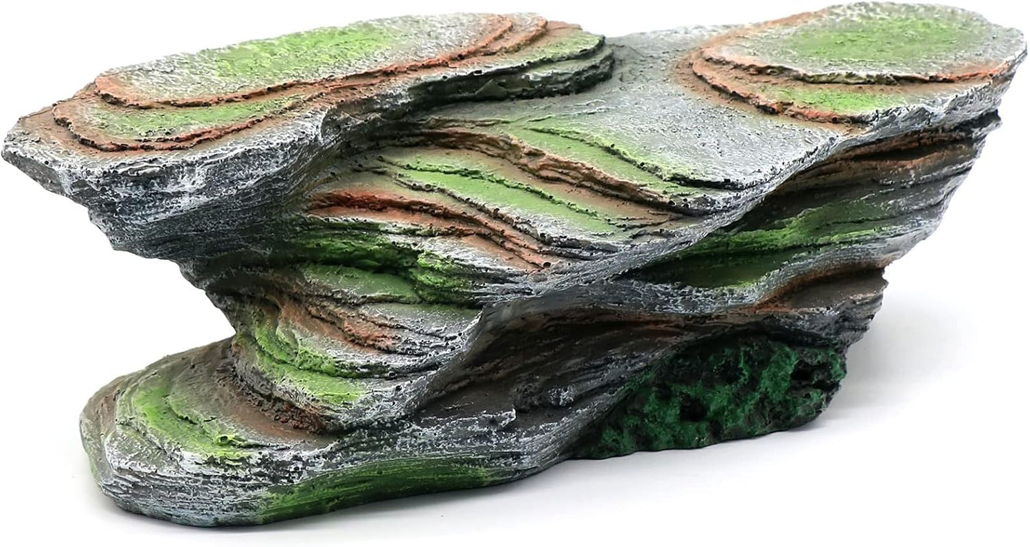 Reptile Resting Terrace Tortoise Climbing Platform Shale Scape Step Ledge, Reptile Cave Hideout Leopard Gecko Accessories Decorations, Great for Reptiles, Amphibians, Bearded Dragons, Lizard, Frogs