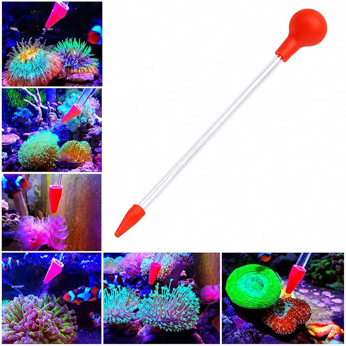 Aquarium Choice Coral Feeder Long Syringe Tube Liquid Fertilizer Feeder SPS HPS Marine Reef Coral Feeder Tool Fish Excreta Cleaner Precise spot Feeding Tube 18.3 Inch Long