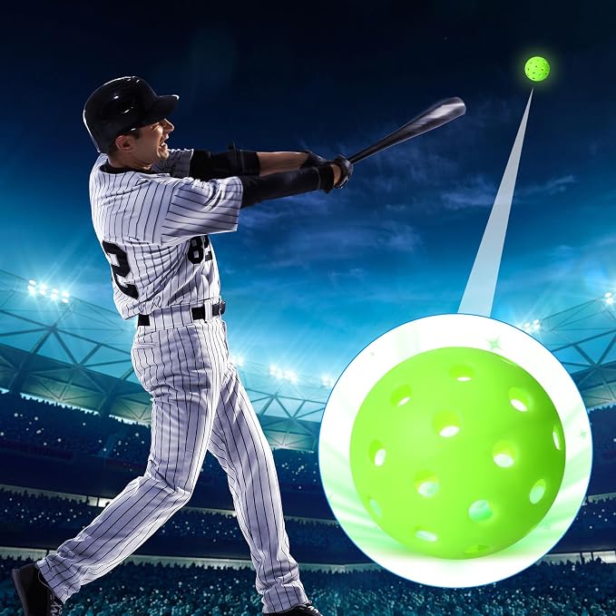 Arrowbash 10 Pack Light Up Baseball Glow in the Dark Practice Baseballs & Softballs LED Practice Balls Luminous Training Baseballs Hollow Airflow Softball Ceiling Balls for Teen Adult Baseball Fan