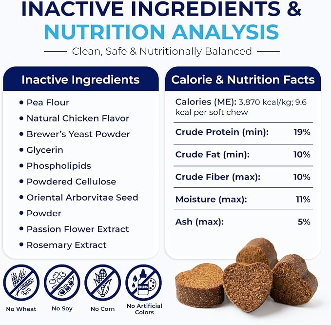 Calming Chews for Dogs 270pc Dog Calming Chews - Anxiety Relief Relaxing Calm Dog Melatonin Treats,Bites for Puppy,Small-Large Dogs Anxiety,Daily Stress & Separation,Fireworks,Thunder,Barking Support