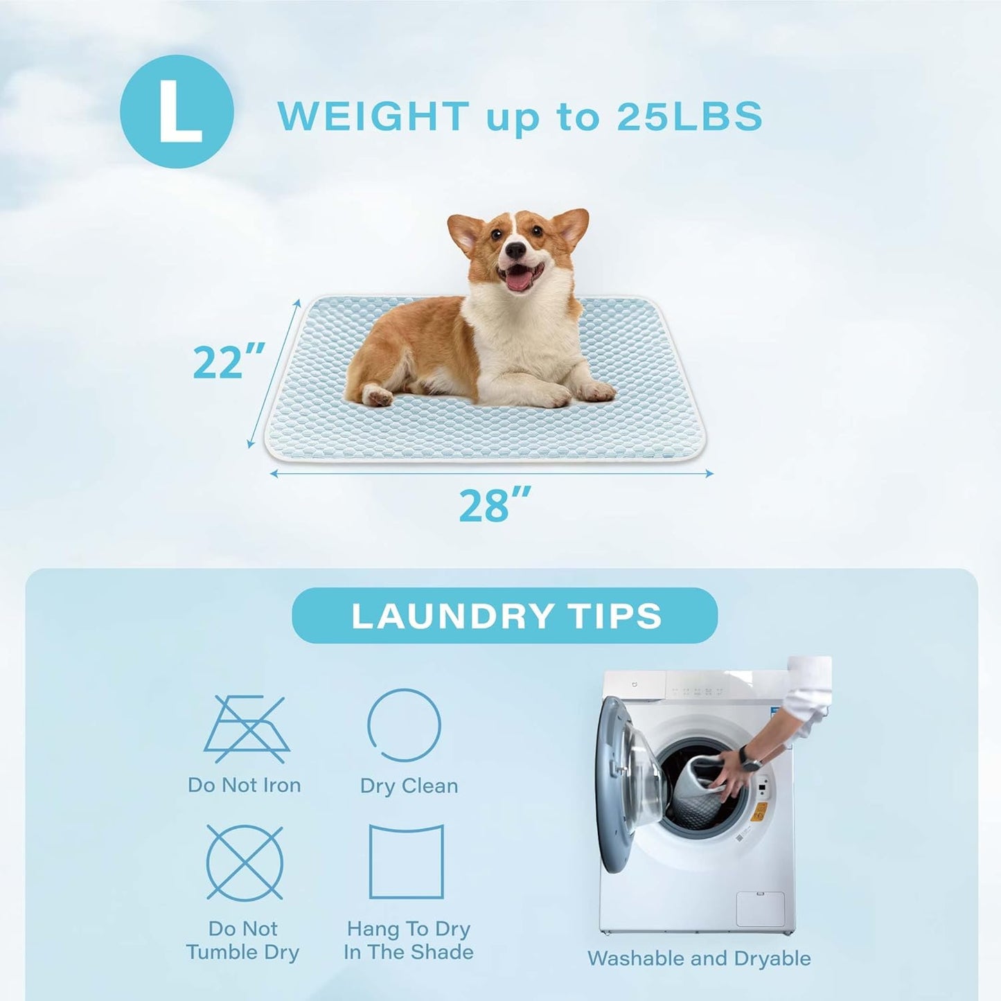 MICROCOSMOS Dog Sleeping Pad & Pet Cooling Mat- Breathable Bubble Surface, EZ Clean. Keep Cooling for Pets, Kids and Adults in Summer.(BlueWhite, 28" x 22")