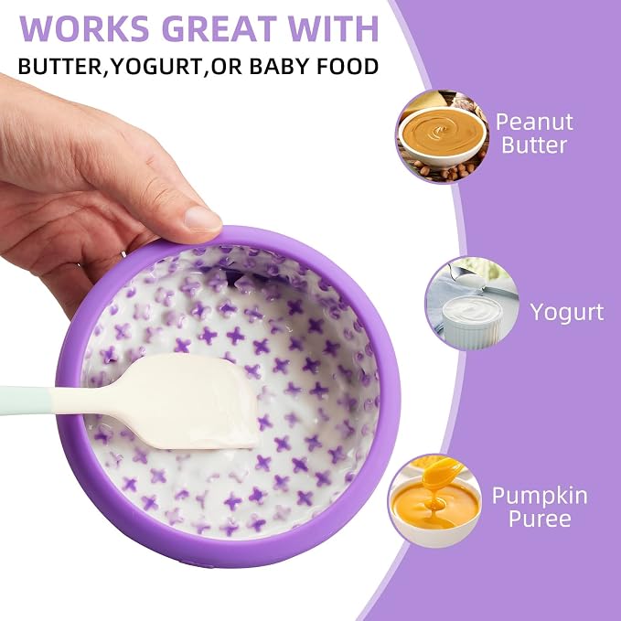 Dog Lick Bowl, Bestalk Anxiety Relief Lick Mat for Dogs, Non-Slip Freeze Licking Bowl Enrichment Puzzle Feeder for Distraction, BPA Free Silicone, Dishwasher Safe(Purple,S)