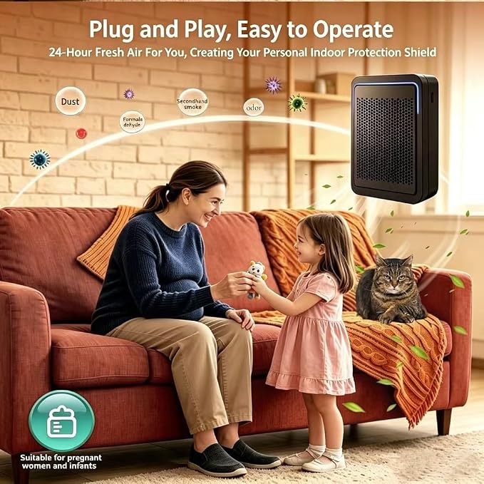 Cat Litter Deodorizer 99%- Plug In Air Purifier Catalyst Filter, Strong Pet Odor Eliminator for Litter Box, Toilet, Closet, Cabinet, Shoe, Garage(Black,1-Pack)