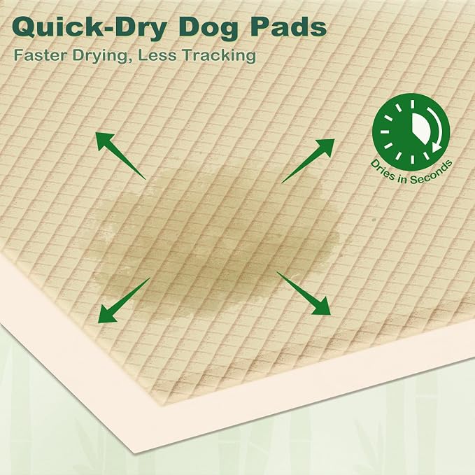 MIZOK Dog Pee Pads Extra Large 28"x34", Bamboo Puppy Pads Super Absorbent & Leak-Proof, 4-Corner Adhesive Tabs, Wee Wee Pads for Dogs, Superior Odor Protection, XL (30 Counts)