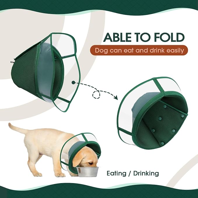 Kuoser Large Dog Cone Collar After Surgery, Soft Cone for Dogs to Stop Licking, Breathable Pet Recovery Collar Comfortable Elizabethan Collars, Adjustable Protective Dog Cones for Large Dogs, Green L