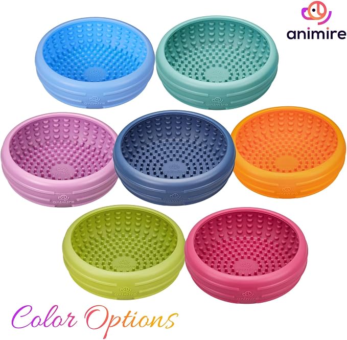 Dog Lick Bowl, Animire Freeze Lick Mat for Dogs, Non-Slip Slow Feeder Licking Bowl Enrichment Treat for Distraction Anxiety Relief, Food Grade Silicone, Dishwasher Safe(Rose,S)