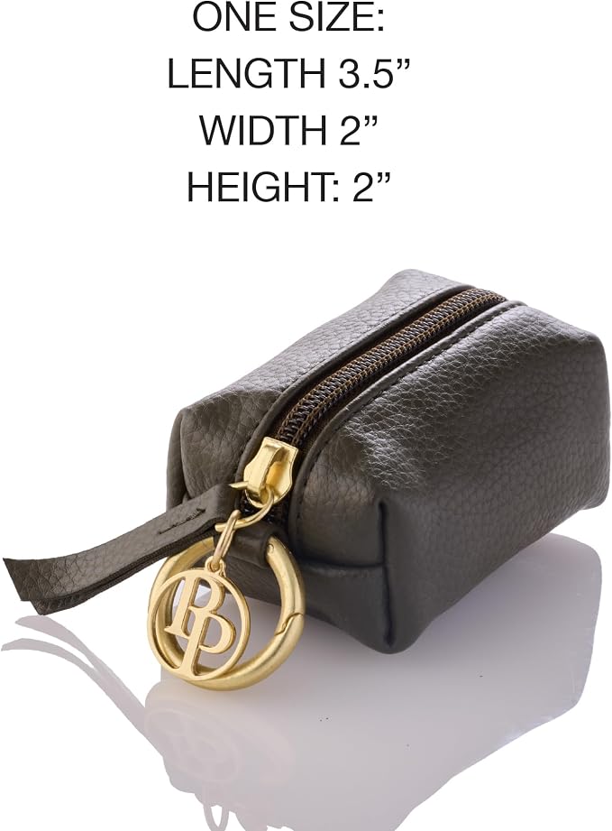 Rein - The Recycled Vegan Leather Pouch Durable Heavy Duty Bag Holder, Leash Attachment Made With Sustainable Materials, Custom Hardware for Small, Medium & Large Dogs, Scottish Olive