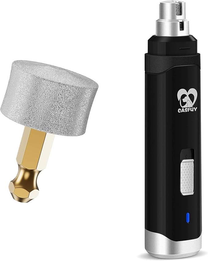 Casfuy Dog Nail Grinder N10 & Replacement Grinding Head Bundle (Black)