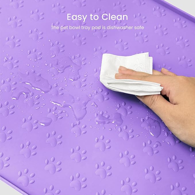 PWTAA Dog Food Mat Anti-Slip Silicone Dog Bowl Mat Thicker Pet Placemat Waterproof Cat Feeder Pad with Raised Edge Puppy Kitten Feeding Mats Suitable Small Medium-Sized Dogs Cats Eating Tray