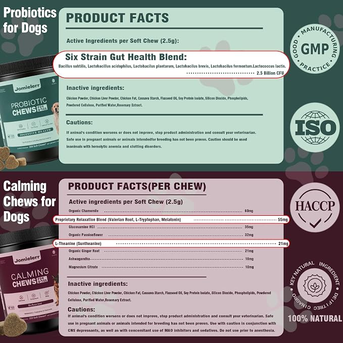 Dog Calming Chews & Dog Probiotics Bundle, 400 Ct Dog Supplements, Anxiety Relief & Gut Health Support for Dogs, Chicken Flavor