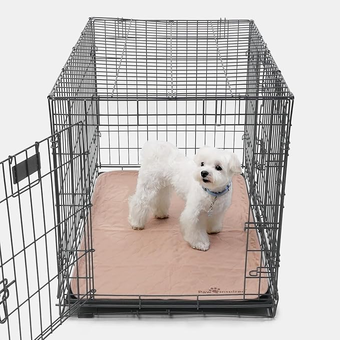Paw Inspired Washable Crate Liners for Dogs (2 Pack), Leakproof, Non-Slip Pee Pads for 36 Inch Kennels, Reusable Puppy Pads for Potty Training, Whelping, Waterproof Mat (35x22 Inch, Pack of 2)