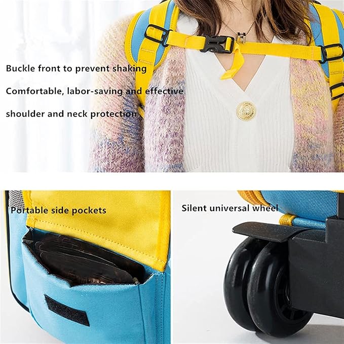 OLOTU Pet Backpack Breathable Mesh Pet Trolley Case, Go Out Portable Cat Backpack, Puppy Transport Carrier Pull Rod Box, Pet Travel Carrier Spacious