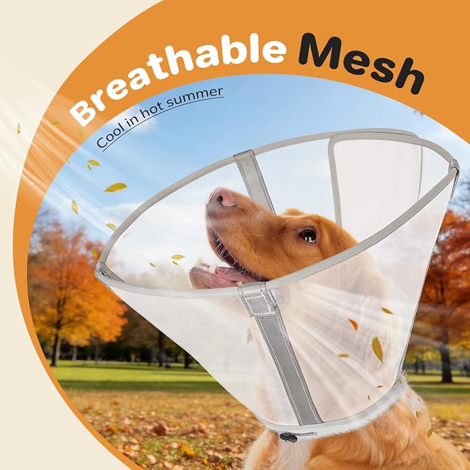 Breathable Mesh Dog Cone Collar for Surgery, Soft Elizabethan Recovery Alternative to Stop Licking,Pet Neck Collar for Large Medium Small Breeds, M
