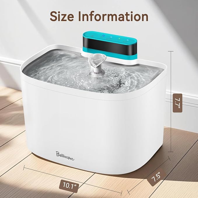 Cat Water Fountain, 122oz/3.6L Pumpless Wireless Cat Fountain, Cordless Water Fountains for Cats Indoor, Battery Operated Dog Pet Water Fountain with Stainless Steel Tray (White, Fountain+2 Fliters)