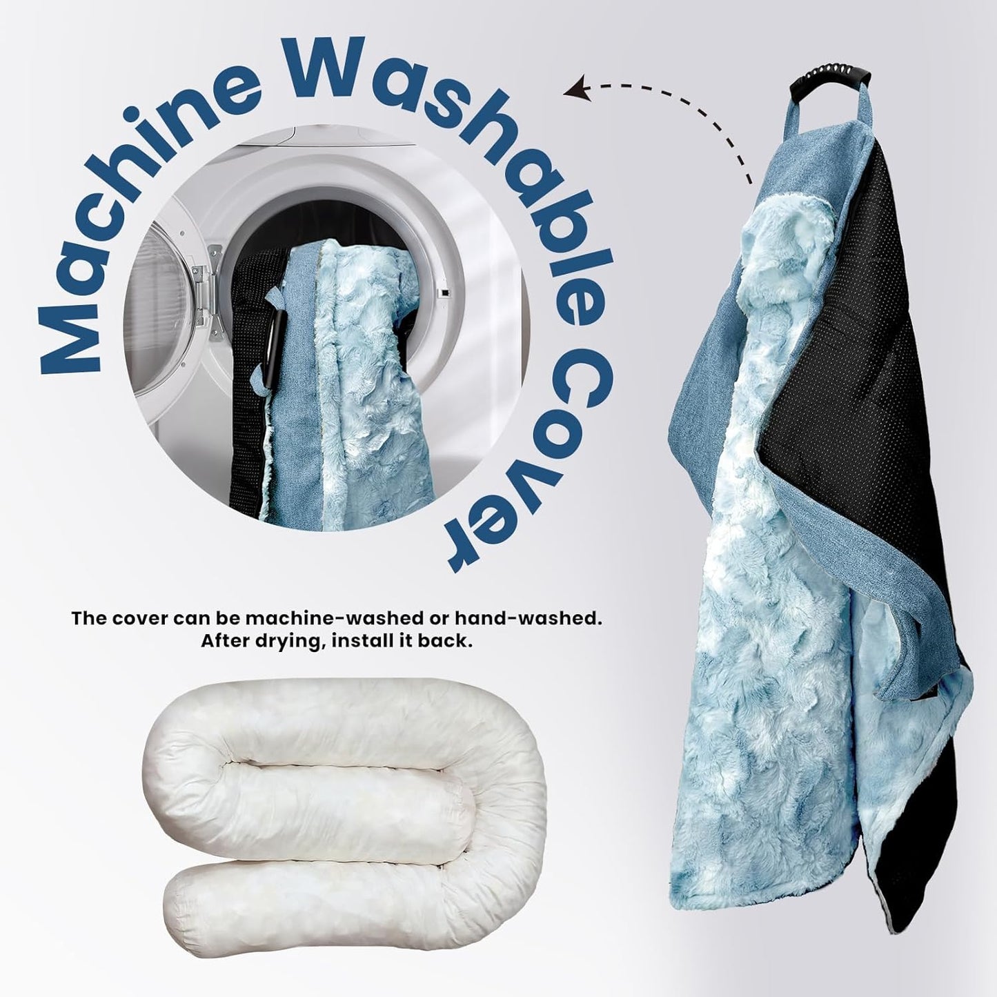 Calming Dog Couch Bed for Medium Dogs/Cats, 35 x 31 inch Waterproof Removable Dogs Mat Couch Cover for Furniture Protector, Non-Slip Fluffy Pelsbarn Dog Bed for Couch, Sofa - Tie-Dye Blue