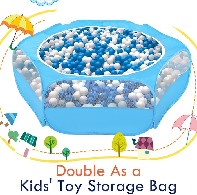 Pawaboo Small Animals Playpen, Waterproof Small Pet Cage Tent with Zippered Cover, Portable Outdoor Yard Fence with 3 Metal Rod for Chick/Kitten/Puppy/Guinea Pig/Rabbits/Hamster/Chinchillas,Light Blue