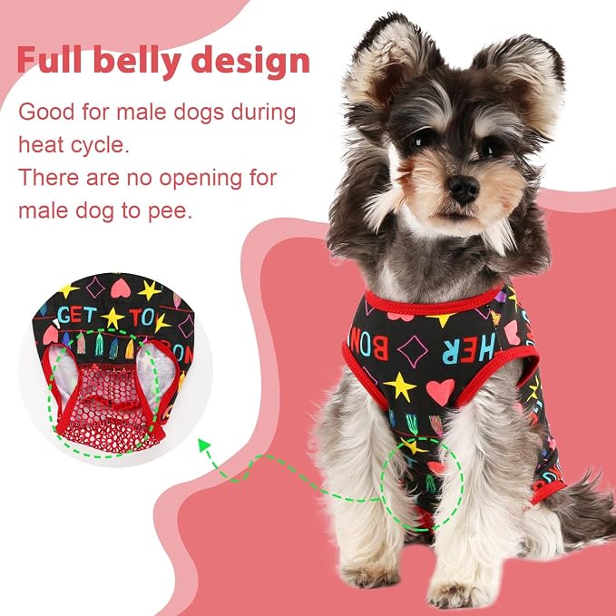 Etdane Dog Diapers Sanitary Panties Physiological Period Shirts Surgical Recovery Suits for Male and Female Dogs Black/L
