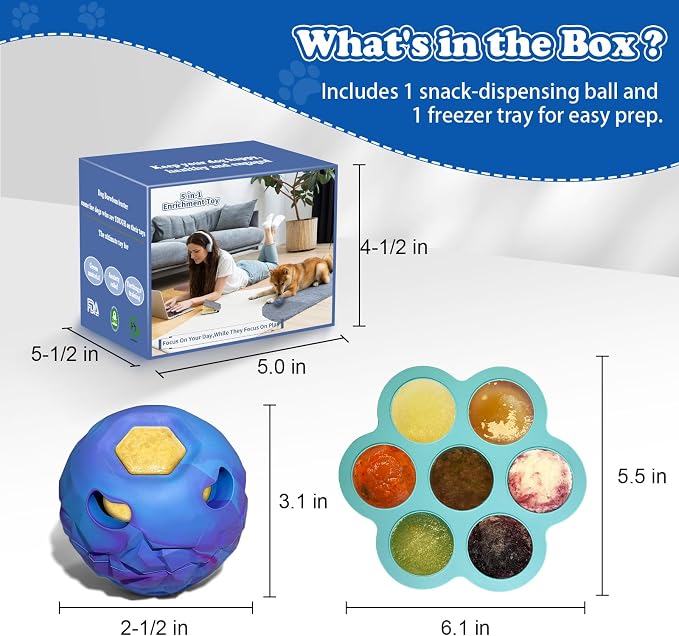 5-in-1 Dog Toy, Frozen Dog Treats to Keep Dogs Busy, Interactive Treat Dispensing Dog Toy Puzzle, Interactive Chew Toys for Puppy Small Medium Dog, Power Chewer, Durable Rubber-Easy to Clean (small)