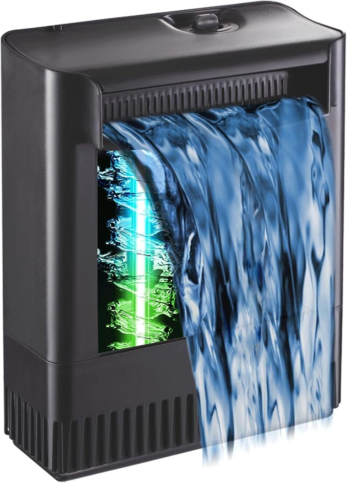 Large Powerful Turtle Tank Filter U V-ery for 40-155 Gal, Low Water Filter Turtle Water Filter for Amphibians Frog Fish Fresh Saltwater Cloudy Green Water Crystal Clear with Turtle Tank Deodorization | Low water level (2.6 IN) available | Kill algae