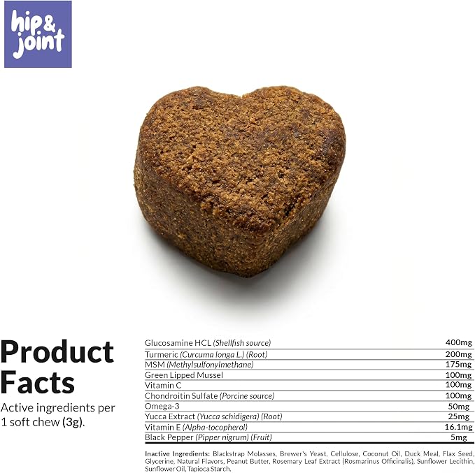 Hip & Joint for Dogs - Collagen, Glucosamine & Green Lipped Mussel | With Collagen, Glucosamine, Fish Oil & Green Lipped Mussel. Supports joint mobility & eases inflammation in dogs.