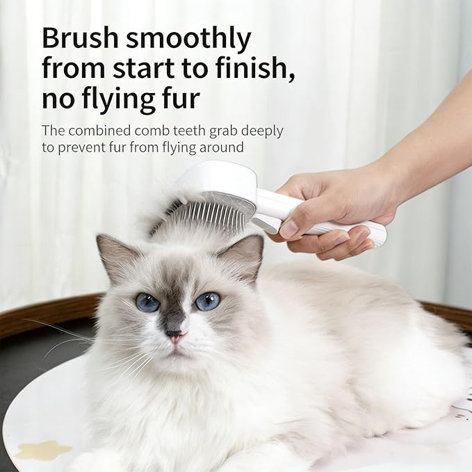 2-in-1 Detangling & Grooming Comb: Professional Deshedding for Dogs & Cats. Gentle Undercoat Rake that Safely Removes Mats, Tangles & Loose Fur – Perfect for Both Long and Short Hair Pets (B WHITE)