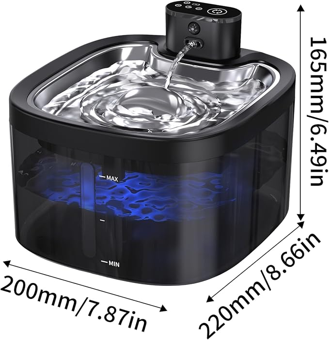 Cat Water Fountain Cordless: Battery Operated 118oz/3.5L Pet Water Fountain for Cats Indoor with Motion Sensor, Stainless Steel Tray, Ultra Quiet, Easy-to-Clean, Gifts for Cats, Dogs (8Filters)
