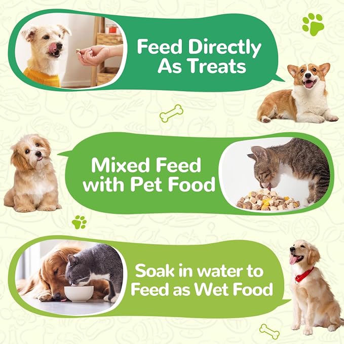PAWUP Freeze Dried Salmon Cat Treats, Freeze Dried Chicken Liver Pet Treats, High Protein Freeze-Dried Pet Food for Dogs, Cats