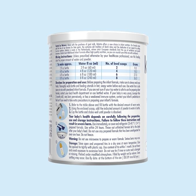 Kabrita Goat Milk-Based Infant Formula Powder, Designed for Gentle Digestion, Gentle Alternative to Cow’s Milk, with Iron, DHA, ARA & Prebiotics, for Infants 0–12 Months, Non-GMO, 14 oz (Pack of 12)