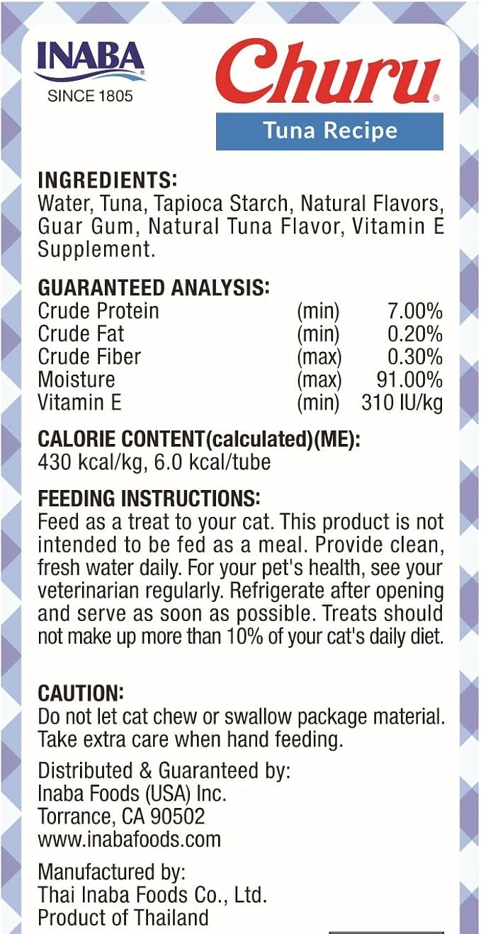 INABA Churu Lickable Purée Natural Cat Treats Gift Box - Tuna Recipe, Case of 128 Tubes (16 Gift Boxes of 8 Tubes Each)