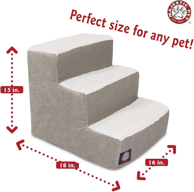 Majestic Pet Portable Pet Stairs, Soft Sherpa Steps Foam Feeling, Steps for Dogs & Cats, Dog & Cat Ramp, Perfect for Bed & Sofa, Indoor Only, Max Weight: up to 250 Lbs, 3 Step, Villa Vintage