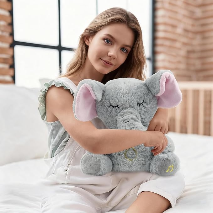 rytopt Breathing Stuffed Animal, Simulated Breathing Sounds, Elephant Stuffed Animal, 4 Gear Adjustment, Volume Control & Music